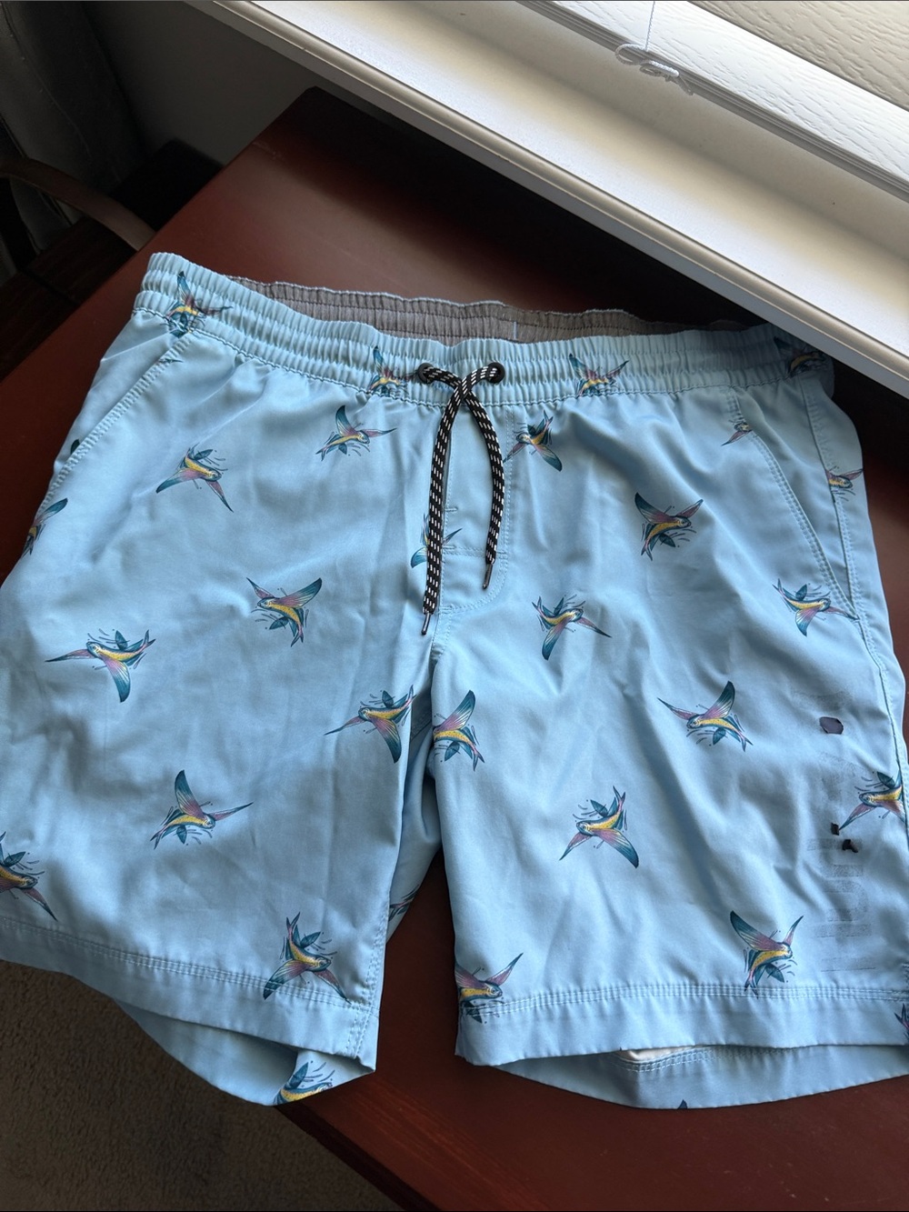 Hurley Light Blue Marlin Print Swim Trunks
